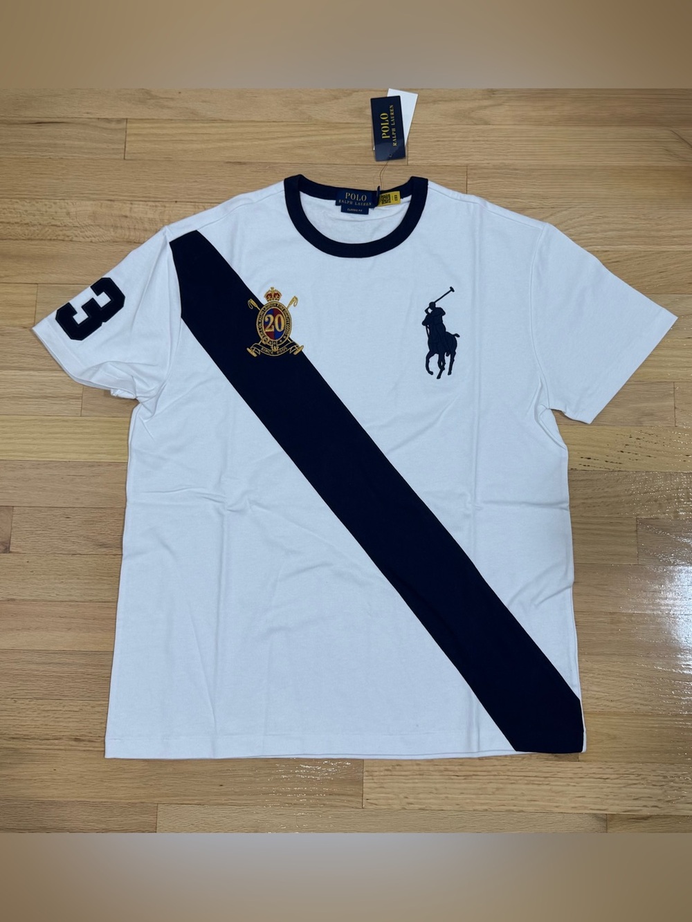 Polo Ralph Lauren Men s Big Pony 20th Anniversary Crest Logo T-Shirt White M-XL